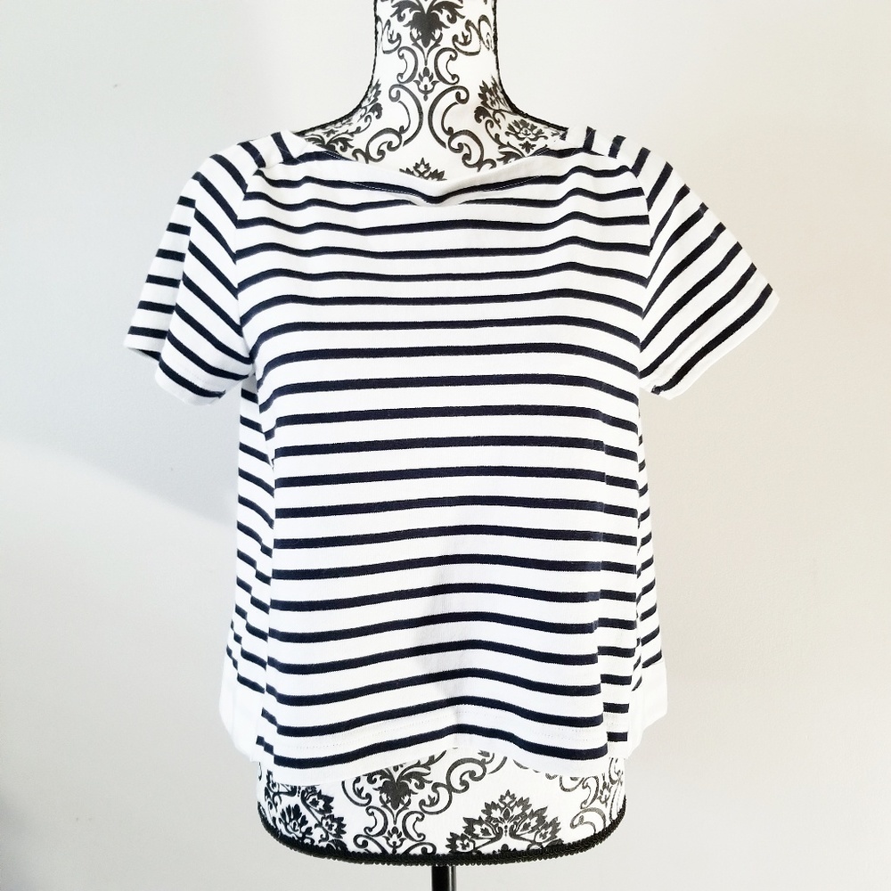 Sacai Luck▪ Pleated Baby Doll Back and White Top